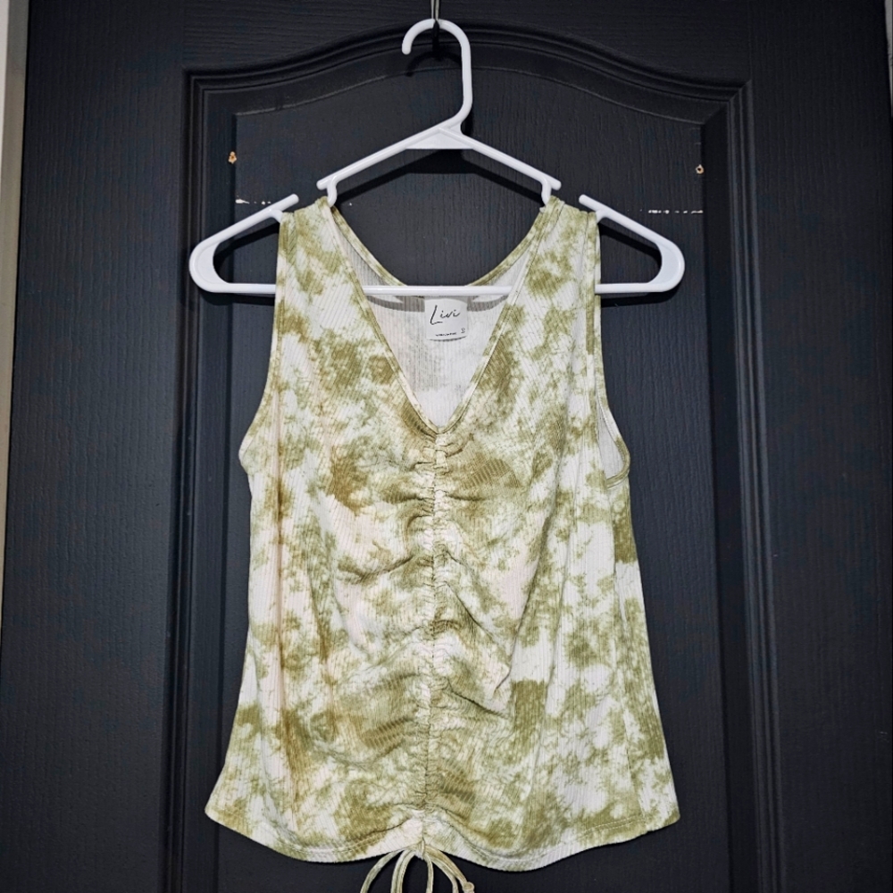 Womens tank top, green and white.